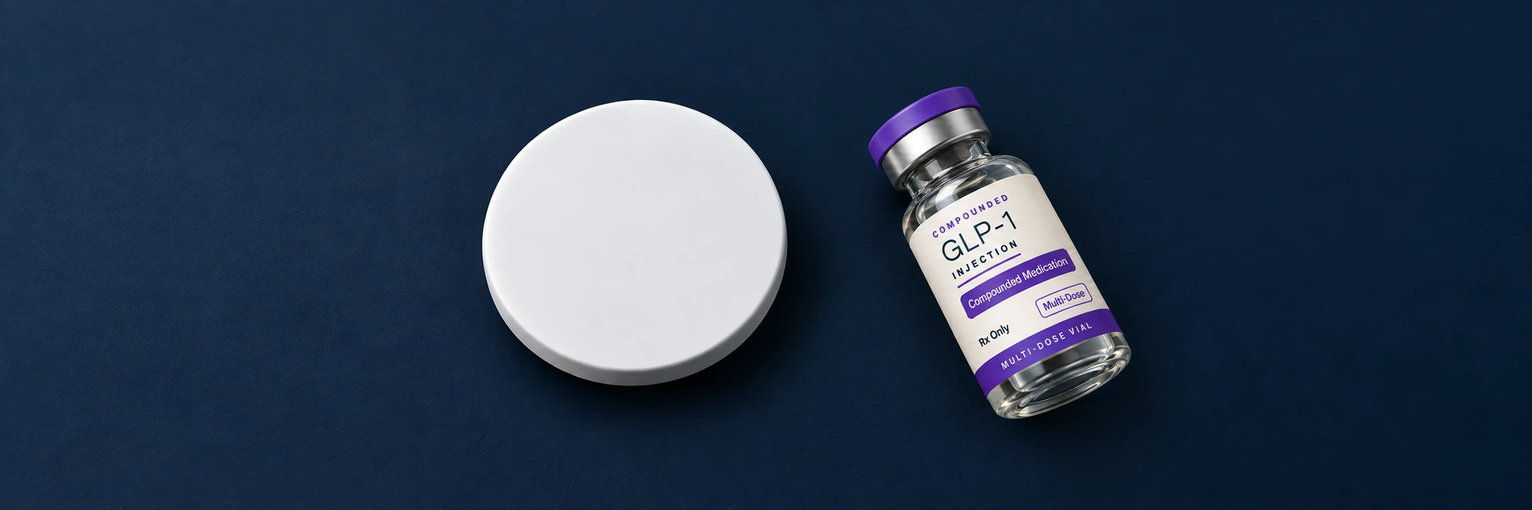 Compounded injection vial and weight loss tablet