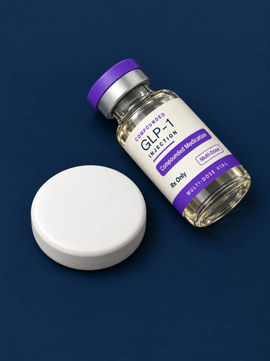 Compounded injection vial and weight loss tablet