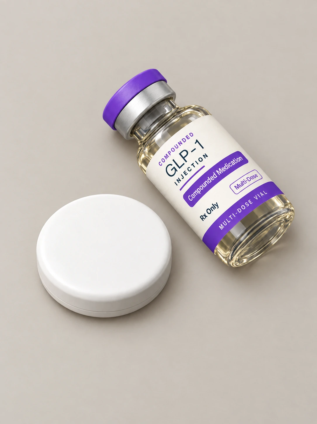 Compounded injection vial and weight loss tablet