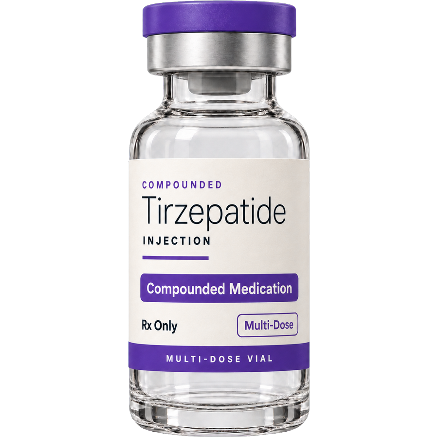 Compounded tirzepatide multi-dose injection vial